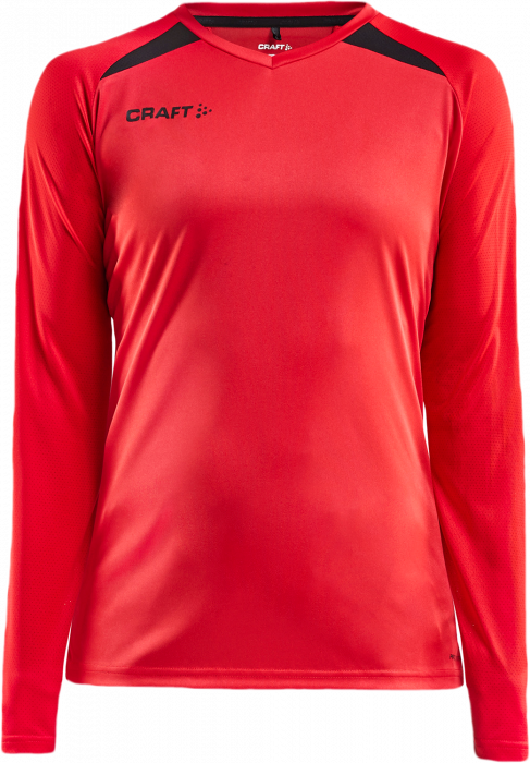 Craft - Pro Control Impact Langærmet T-Shirt Dame - Bright Red & sort